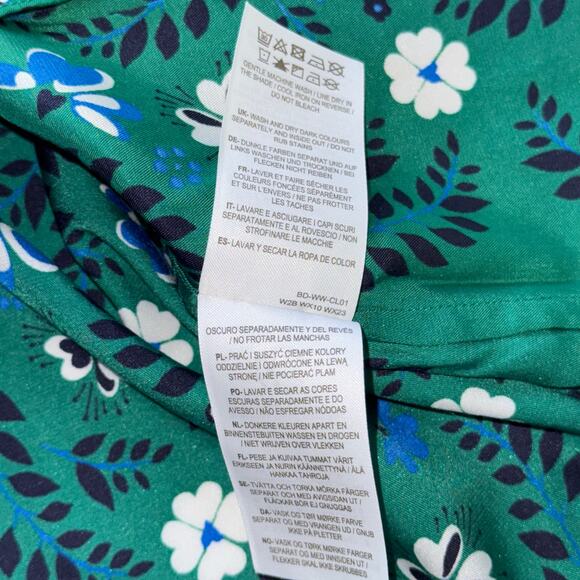 Boden Floral Print Blouse Green Blue work Women’s Size 10 Long Sleeve Casual Top - Picture 5 of 12